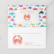 Under The Sea Rainbow Fish Birthday Baby Shower Place Card