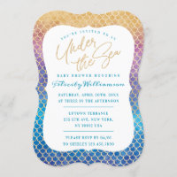 Under The Sea Rainbow Mermaid Scales Baby Shower Invitation