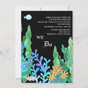 *~* Under the Sea RSVP - QR AR7 Coral WEDDING Invitation