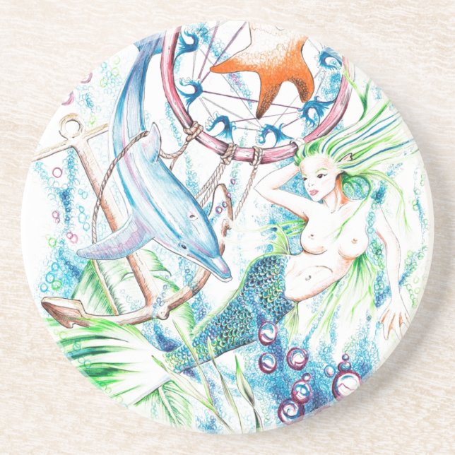 Under the Sea Sandstone Coaster (Front)
