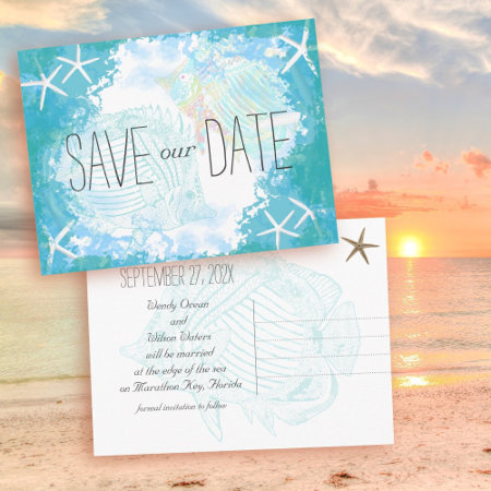 Under The Sea Save The Date Tropical Wedding Announcement Postcard