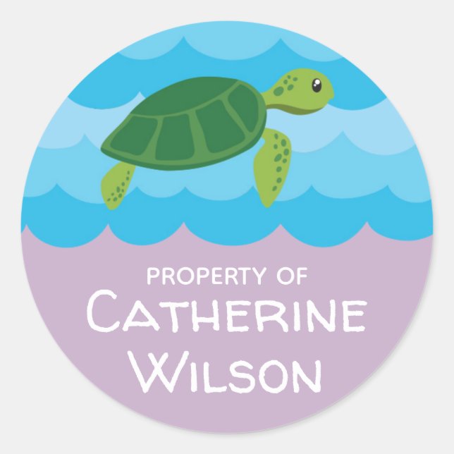 Under The Sea School Name Labels | Editable Color (Front)