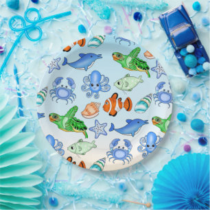 Under the Sea   Sea Creatures Baby Shower Paper Plates