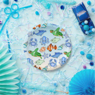 Under the Sea Sea Creatures Baby Shower Paper Plates