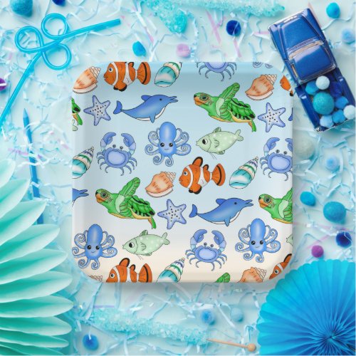 Under the Sea  Sea Creatures Baby Shower Paper Plates