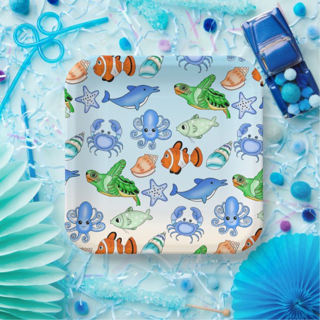 Under the Sea | Sea Creatures Baby Shower Paper Plates (Party)