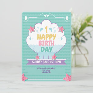 Under The Sea Sea Shell Invitation 1st Birthday