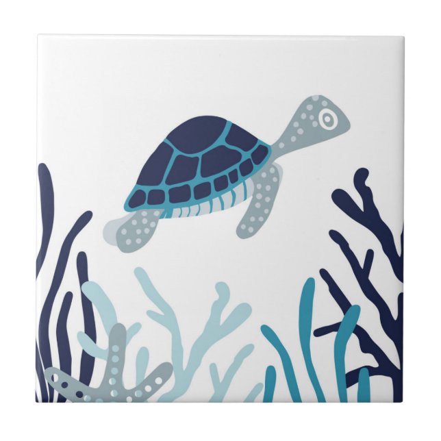Under the Sea - Sea Turtle Ceramic Tile (Front)