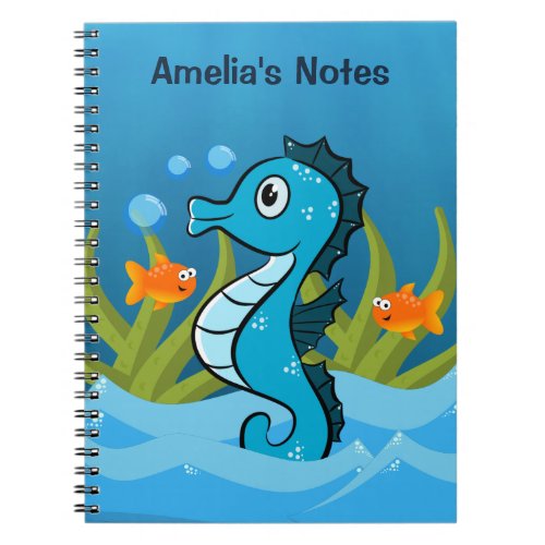 Under The Sea Seahorse And Fish Personalized Notebook
