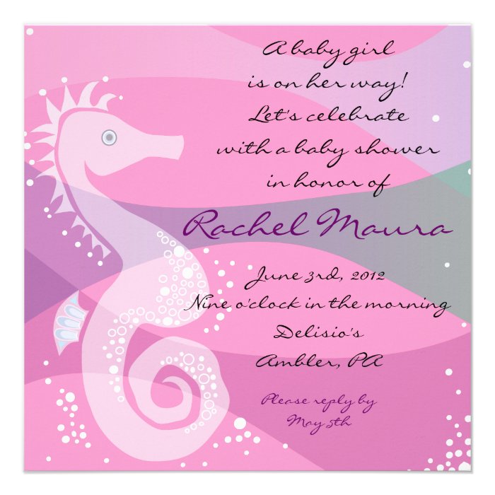 Under The Sea Seahorse Baby Girl Shower Invitation