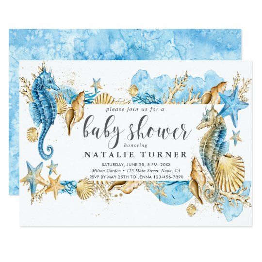 Under the Sea Seahorse Baby Shower Invitation