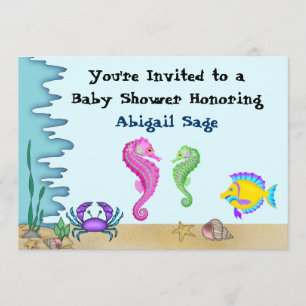 Under the Sea Seahorse Neutral Baby Shower Invites