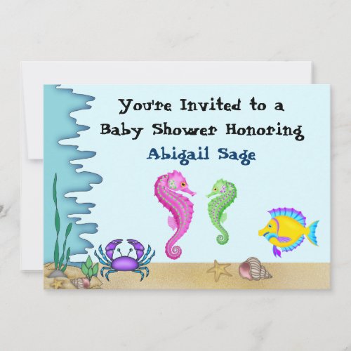 Under the Sea Seahorse Neutral Baby Shower Invites