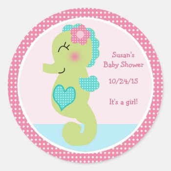 Under The Sea/seahorse Stickers/cupcake Toppers Classic Round Sticker by Personalizedbydiane at Zazzle