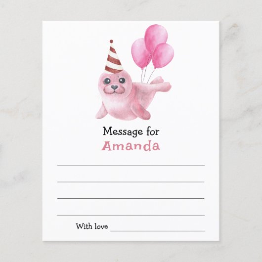 Under the sea Seal Birthday time capsule message (Front)