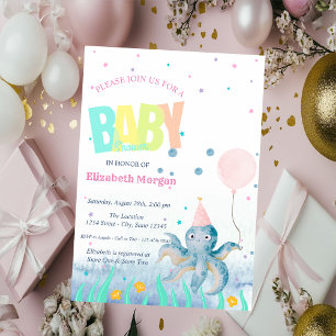 Under The Sea Seashell Octopus Baby Shower Invitation