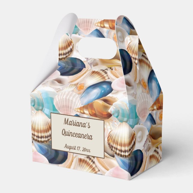 Under the Sea Seashells Patterned Favor Boxes (Front Side)