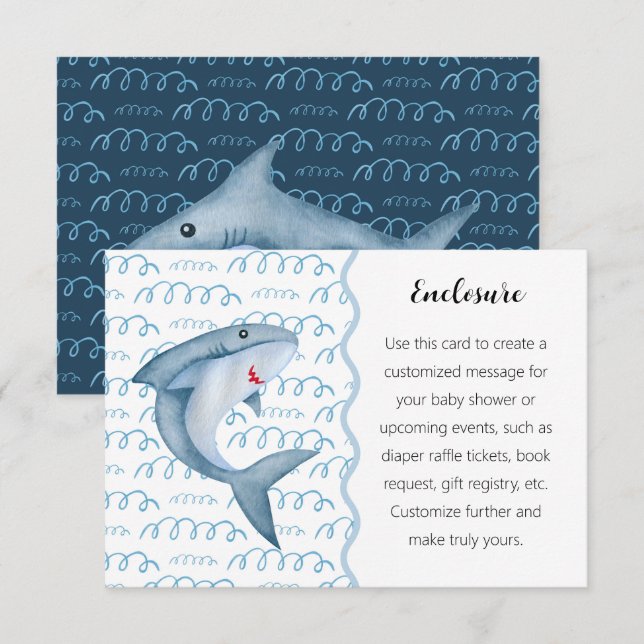 Under the Sea Shark Baby Shower Enclosure Card (Front/Back)