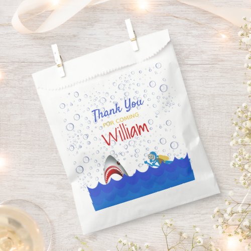 Under the sea shark birthday boys thank you favor bag