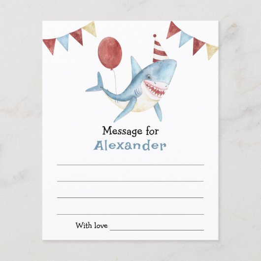 Under the sea Shark birthday time capsule message (Front)