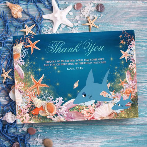 Under The Sea Shark Kids Birthday Thank You