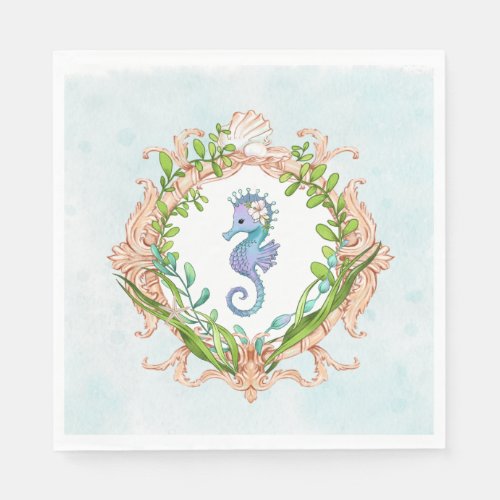Under the Sea Shell Frame with Sea Horse Napkins
