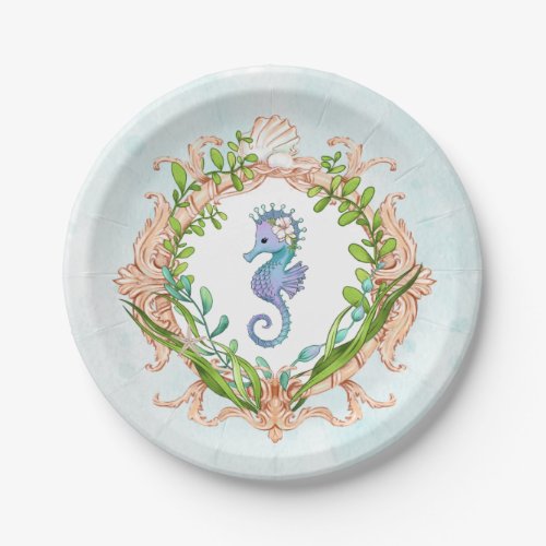 Under the Sea Shell Frame with Sea Horse Paper Plates