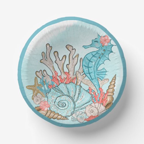 Under the Sea Shell Mermaid Birthday Paper Bowls