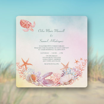 Under The Sea Soft Pastel Wedding Invitation by AvenueCentral at Zazzle