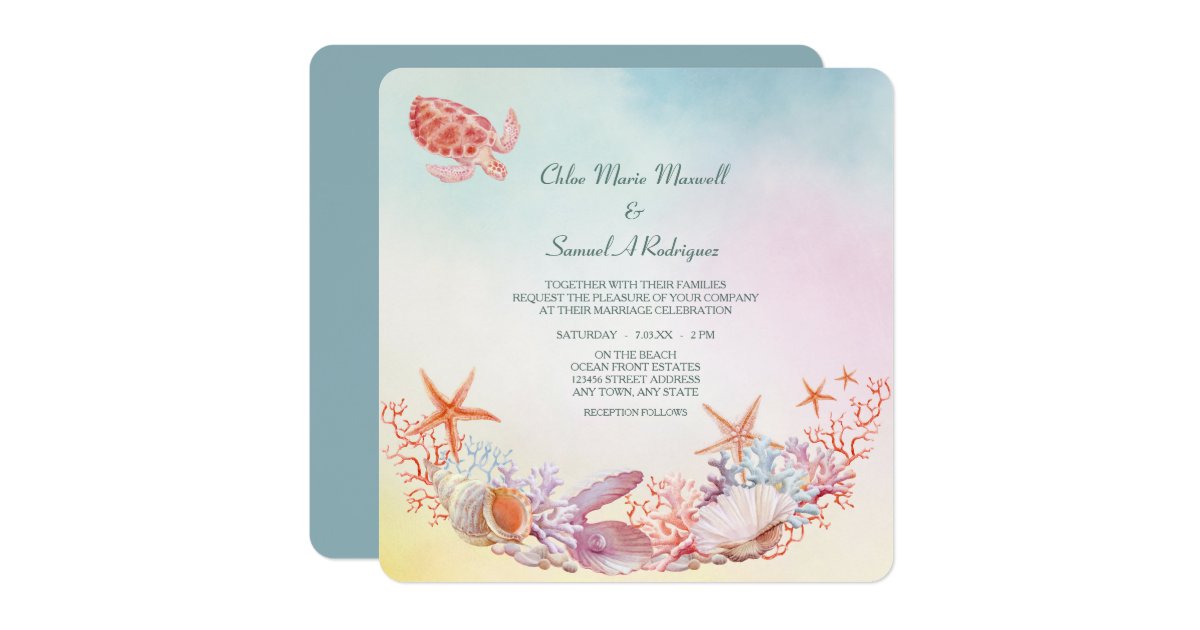 Download Under the Sea Soft Pastel Wedding Invitation | Zazzle.com