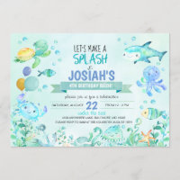 Under The Sea Splash Birthday Boy Invitation