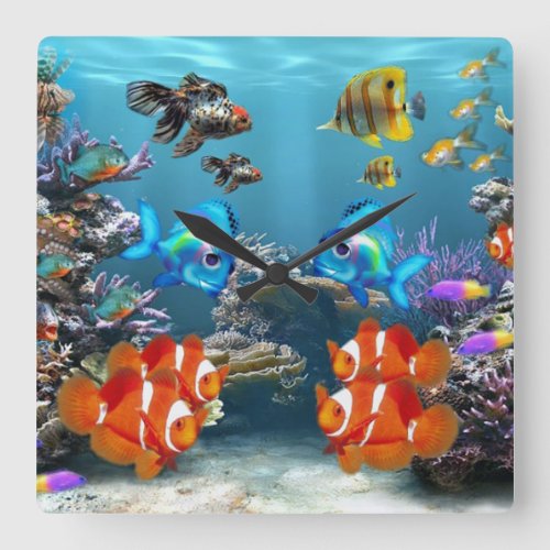 Under the Sea Square Wall Clock