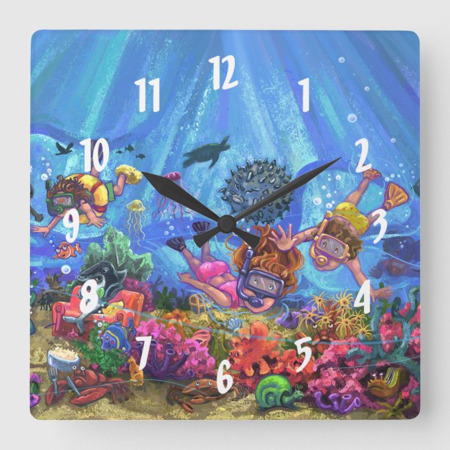 Under the Sea Square Wall Clock (Front)