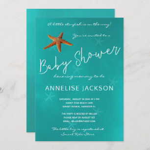 Under the sea starfish ocean blue baby shower invitation