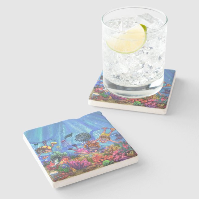Under the Sea Stone Coaster (Side)