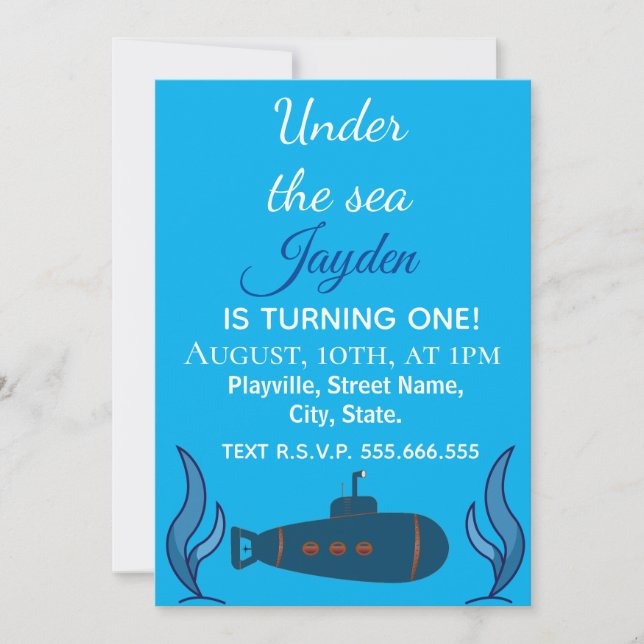 Under the Sea. Submarine. Invitation (Front)
