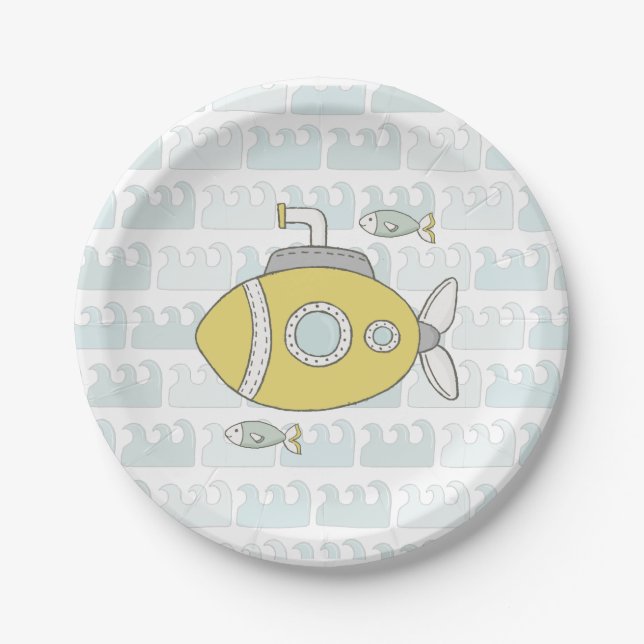 Under the sea Submarine Paper Plates (Front)