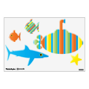 Under the Sea Submarine Shark Fish Boy Wall Decal