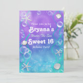 Under the sea sweet 16 birthday party invitation (Standing Front)