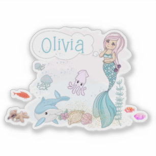 Under the Sea Sweet Mermaid Personalized Sticker