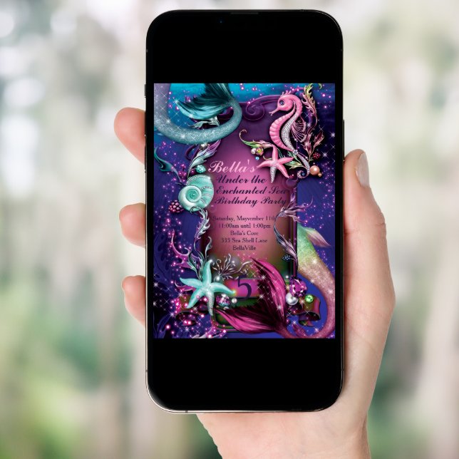 Under the Sea Swimming Birthday Party Invitations (Front Digital)