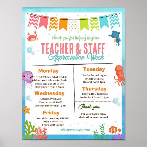 Under the Sea Teacher Staff Appreciation Poster
