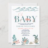 Under the Sea Teal Watercolor Oh Baby Shower Invitation (Front)