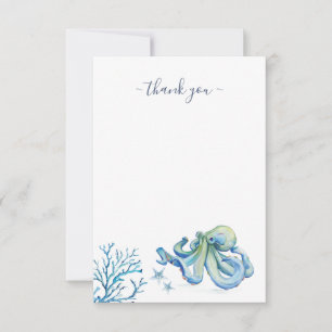 Under The Sea Thank You Blue Octopus Card