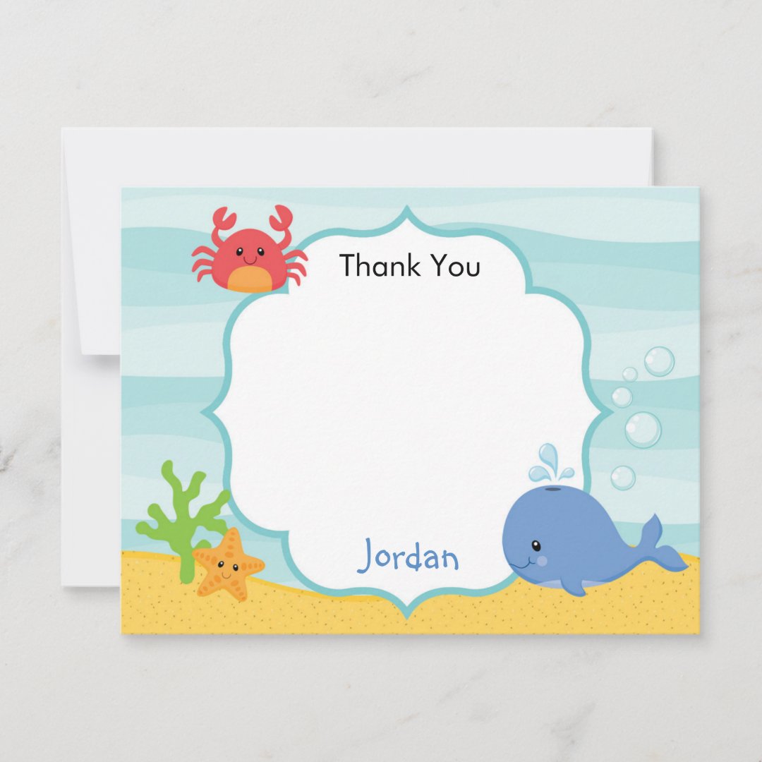 Under The Sea Thank You Card (Boys) | Zazzle