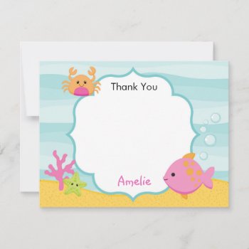 Under The Sea Thank You Card (girls) - Ocean by CallaChic at Zazzle