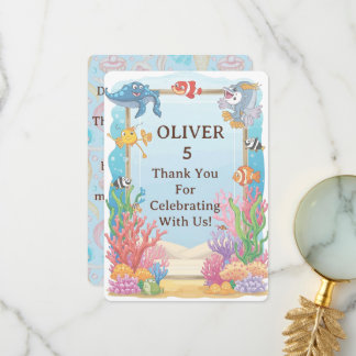 Under the Sea Thank You Card, Oliver Birthday  Card