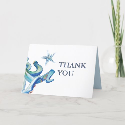 Under The Sea Thank You Cards Blue Octopus