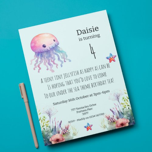 Under The Sea Theme Birthday Party Invitation 