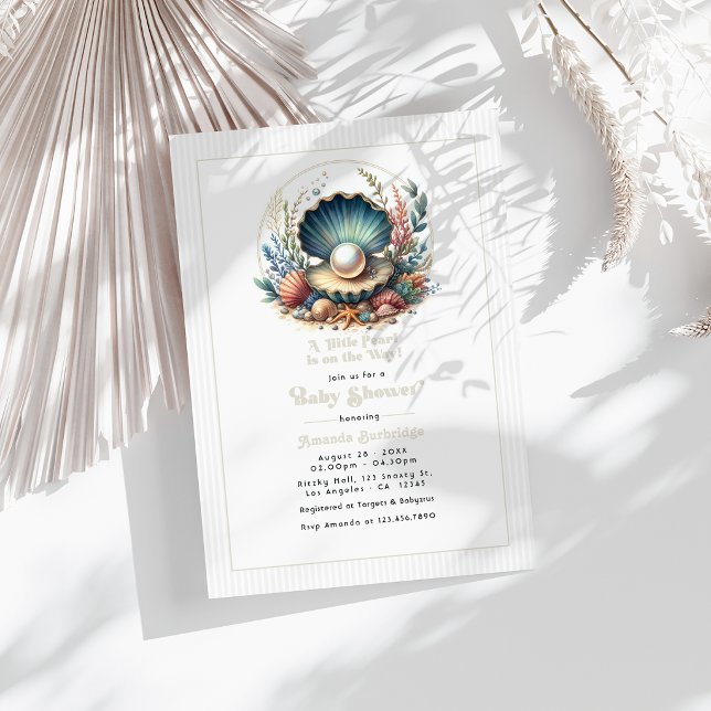 Under-the-Sea Theme Elegant Pearl Baby Shower Invitation (Under-the-Sea Theme Elegant Pearl Baby Shower Invitation)
